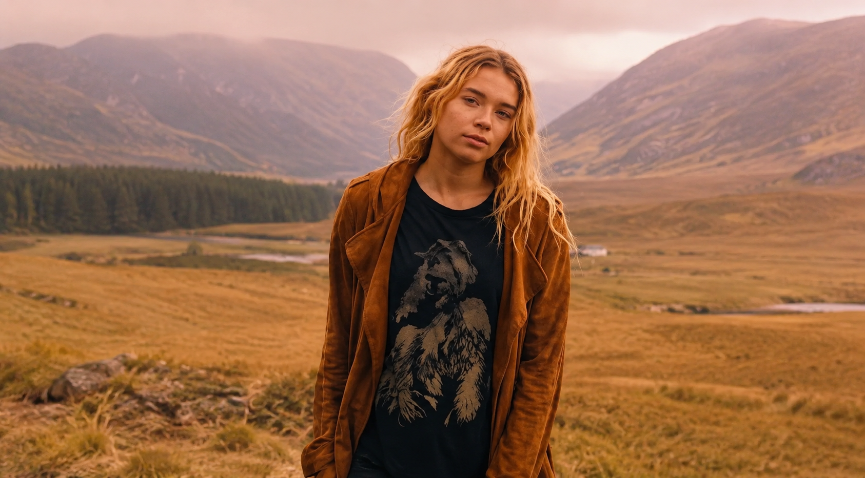 Supergirl 2026 Milly Alcock T-shirt in vintage washed black with abstract Kara Zor-El graphic