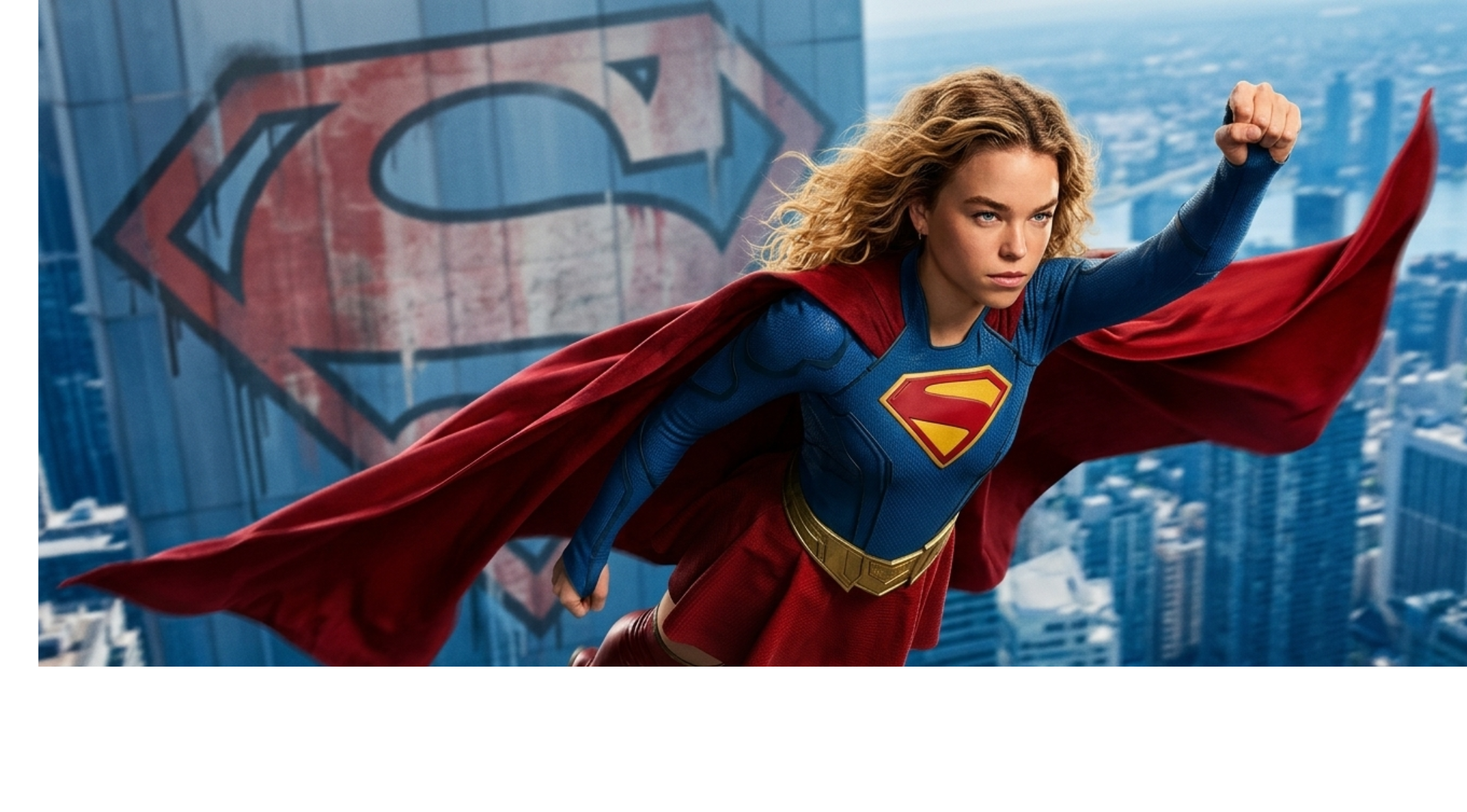 Supergirl 2026 Milly Alcock T-shirt in vintage washed black with abstract Kara Zor-El graphic