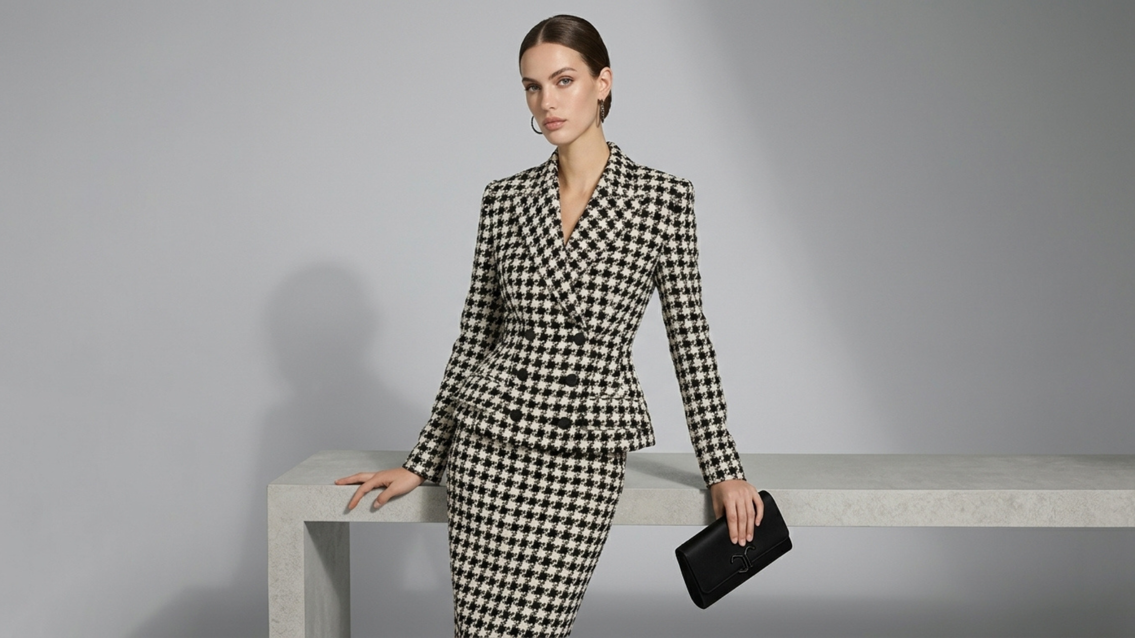 Ted Lasso S04 Hannah Waddingham Black White Houndstooth Blazer