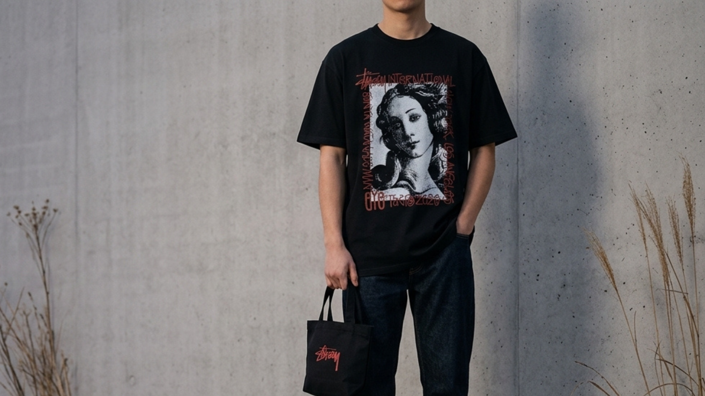 Stussy x Junya Watanabe Junya Venus black graphic T-shirt