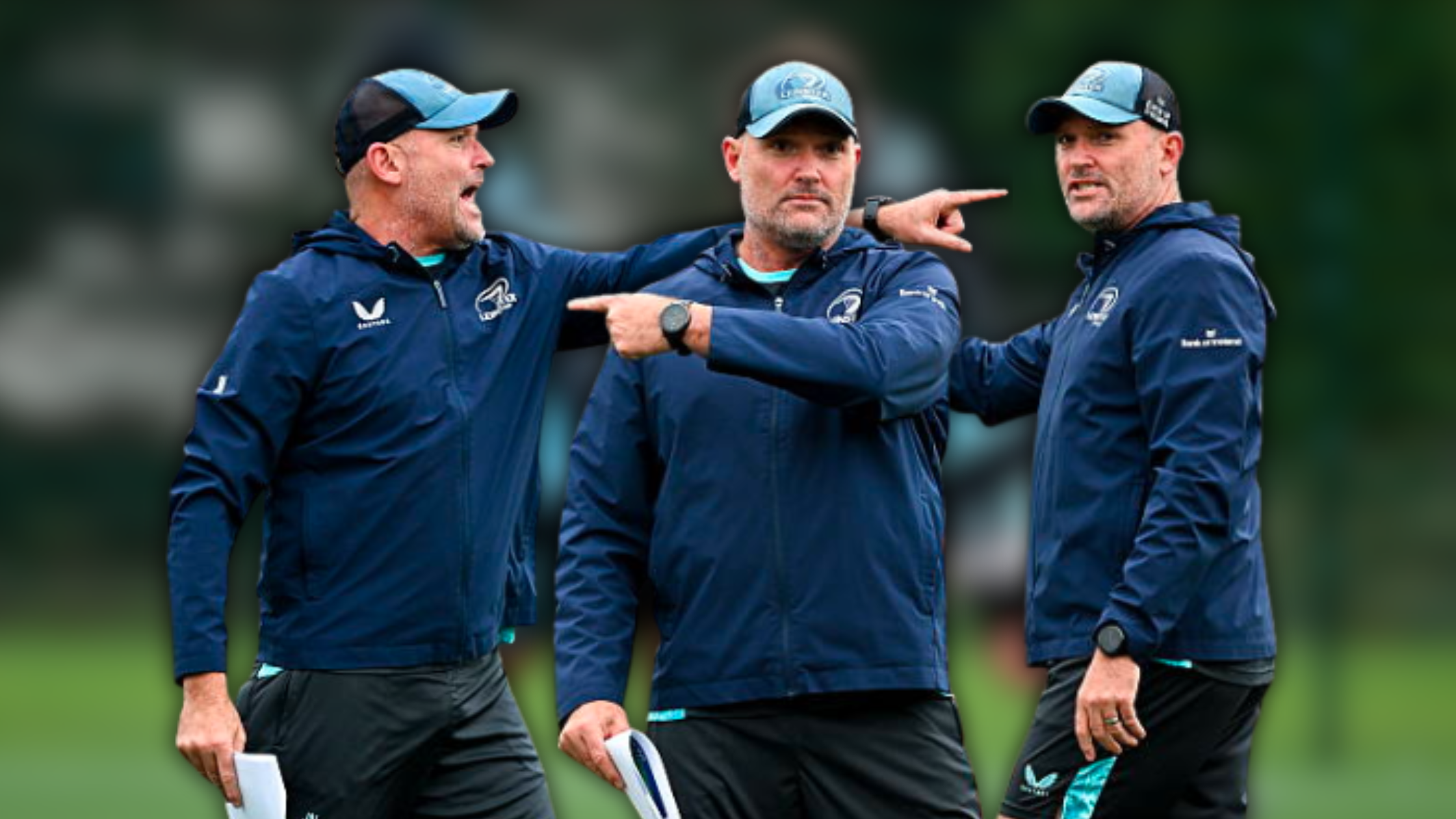 Jacques Nienaber Shows Sporty Style in Full-Zip Sports Jacket at Leinster Rugby Squad Training