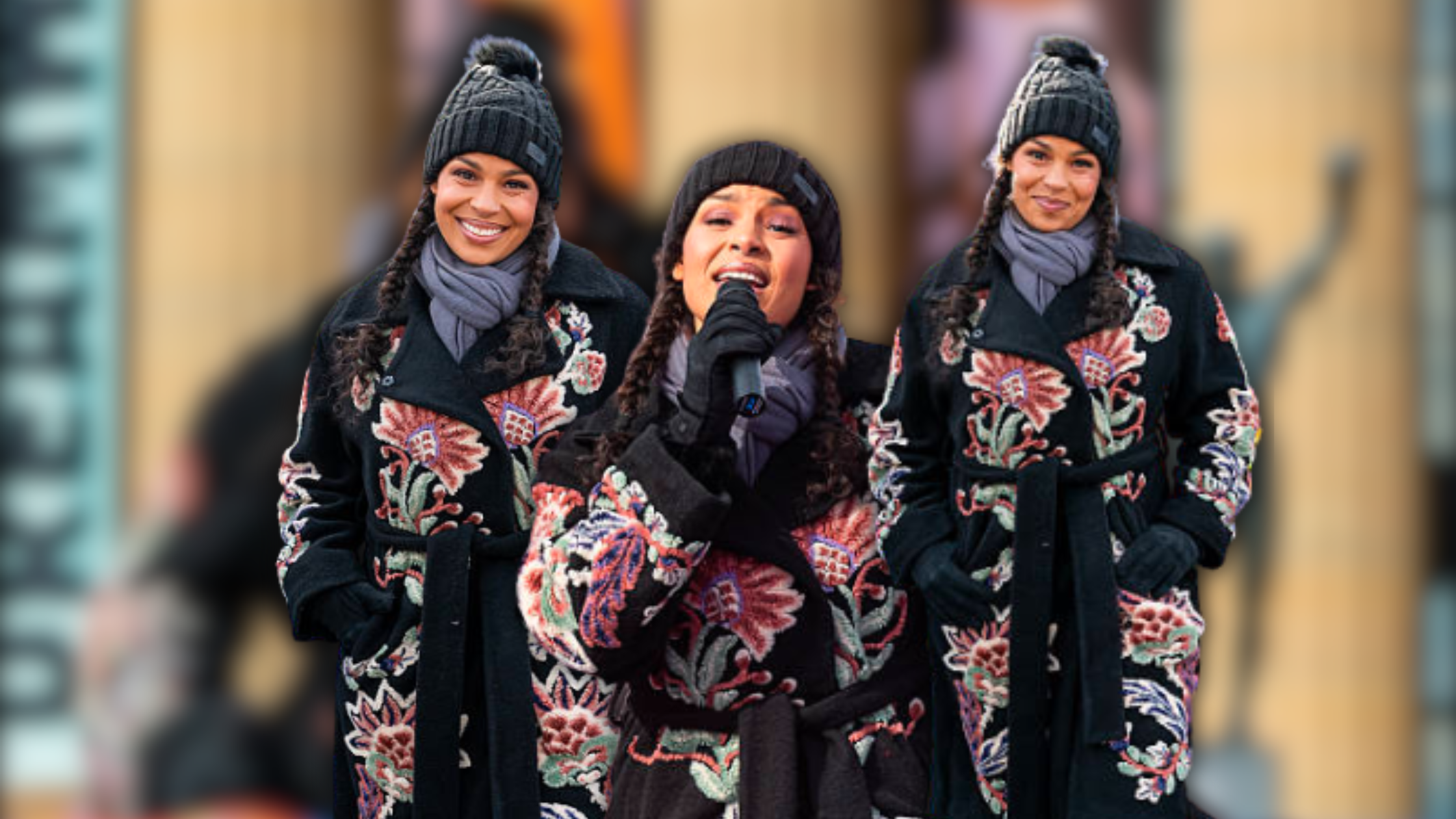 Jordin Sparks Turns Thanksgiving Day Parade Into a Fashion Moment in Stunning Long Embroidered Coat