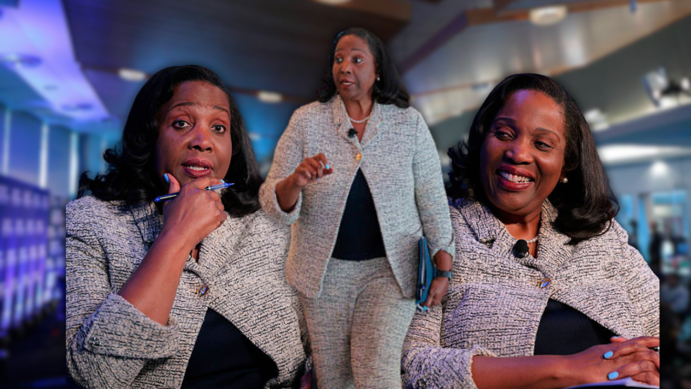 Lisa Cook Highlights Power Dressing in a Tailored Business Pantsuit at Georgetown University